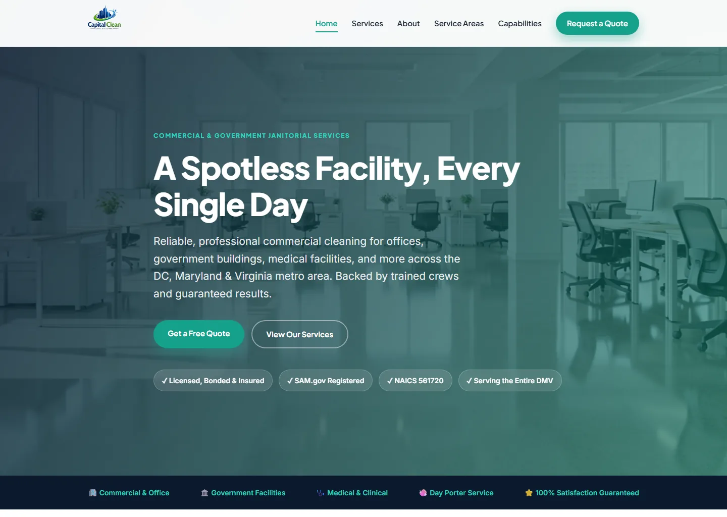 Commercial cleaning website built by BrightFront Digital