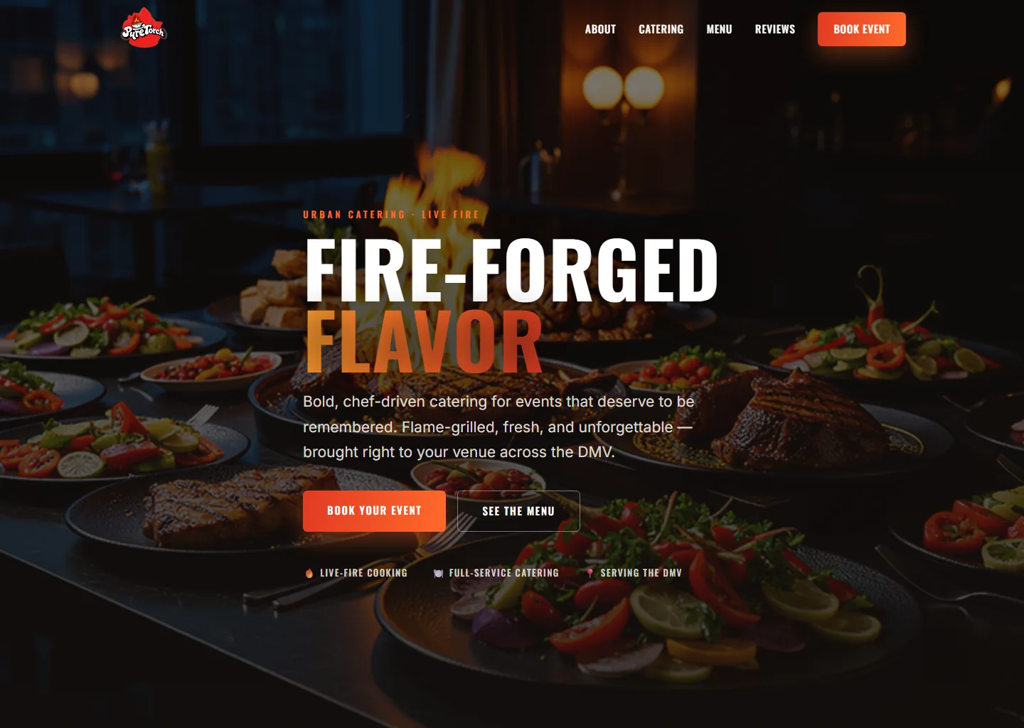 Pure Torch urban catering website built by BrightFront Digital